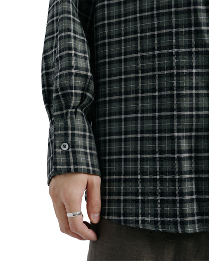 MARKAWARE Comfort Fit Shirt Organic Wool Viyella Check Moss Gray Check