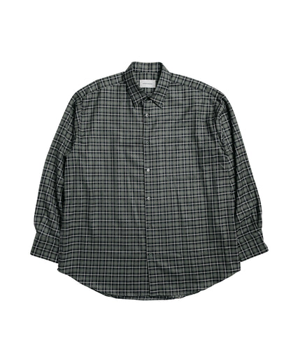 MARKAWARE Comfort Fit Shirt Organic Wool Viyella Check Moss Gray Check