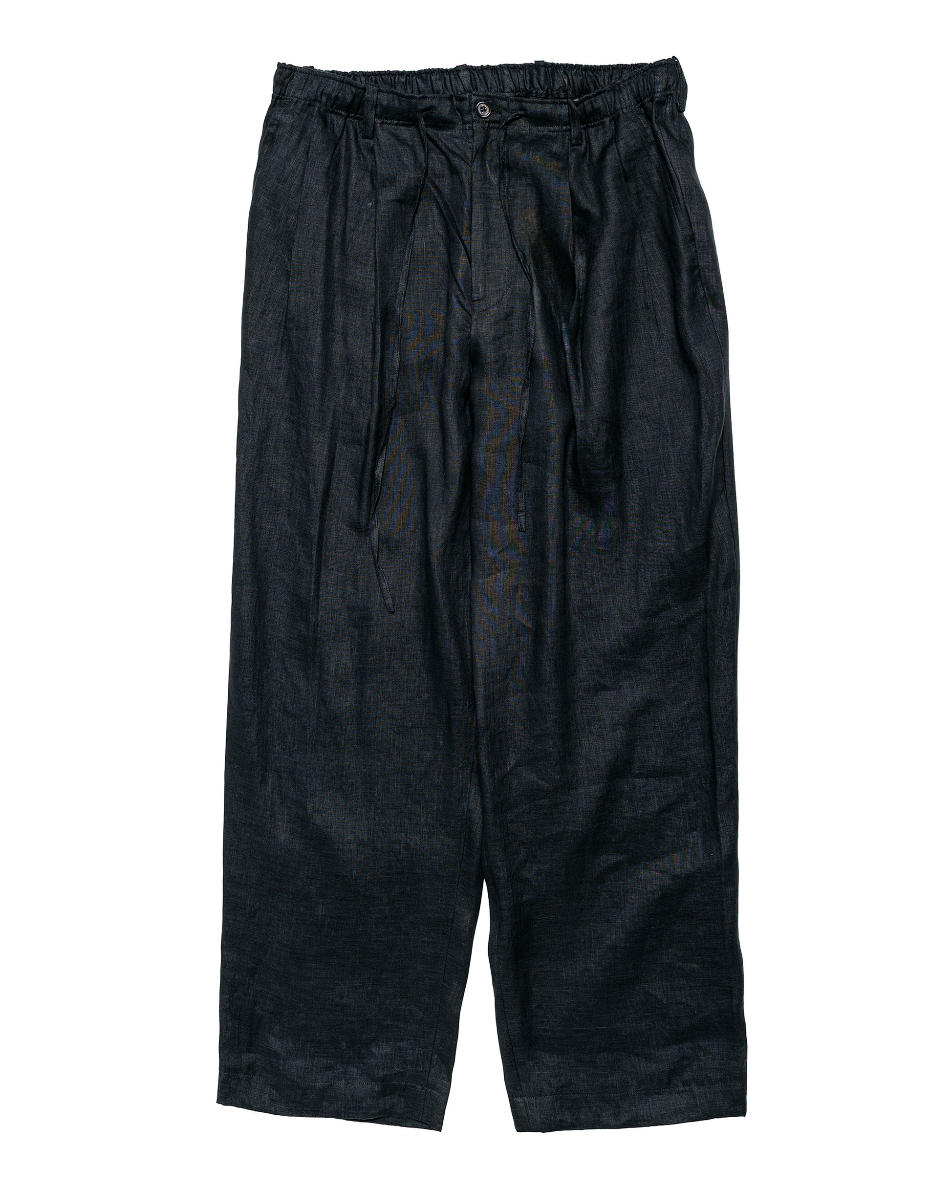 MARKAWARE Double Pleated Easy Trousers Hemp Shirting Black