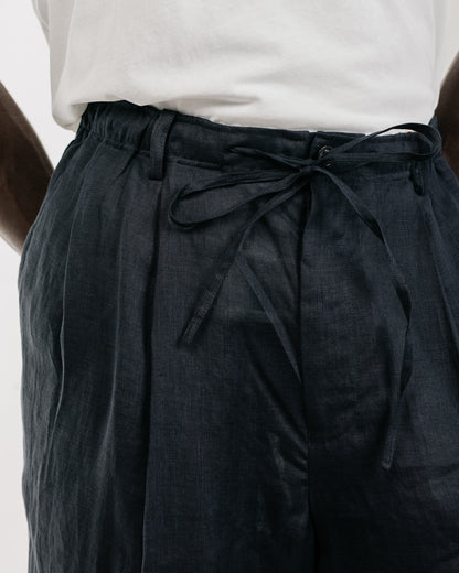 MARKAWARE Double Pleated Easy Trousers Hemp Shirting Black