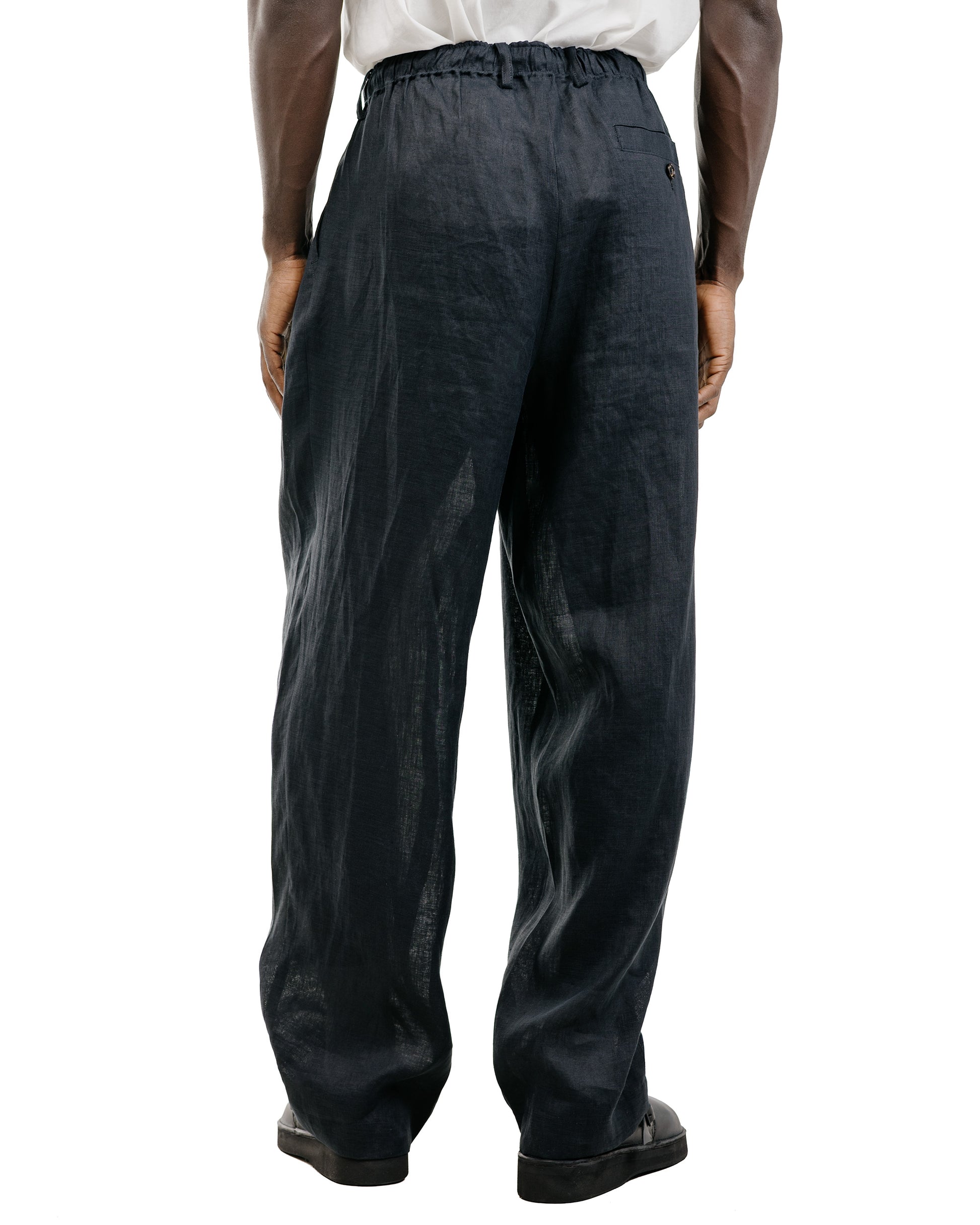MARKAWARE Double Pleated Easy Trousers Hemp Shirting Black