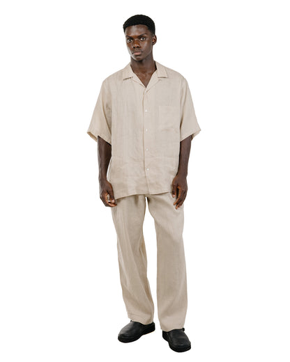MARKAWARE Double Pleated Easy Trousers Hemp Shirting Taupe