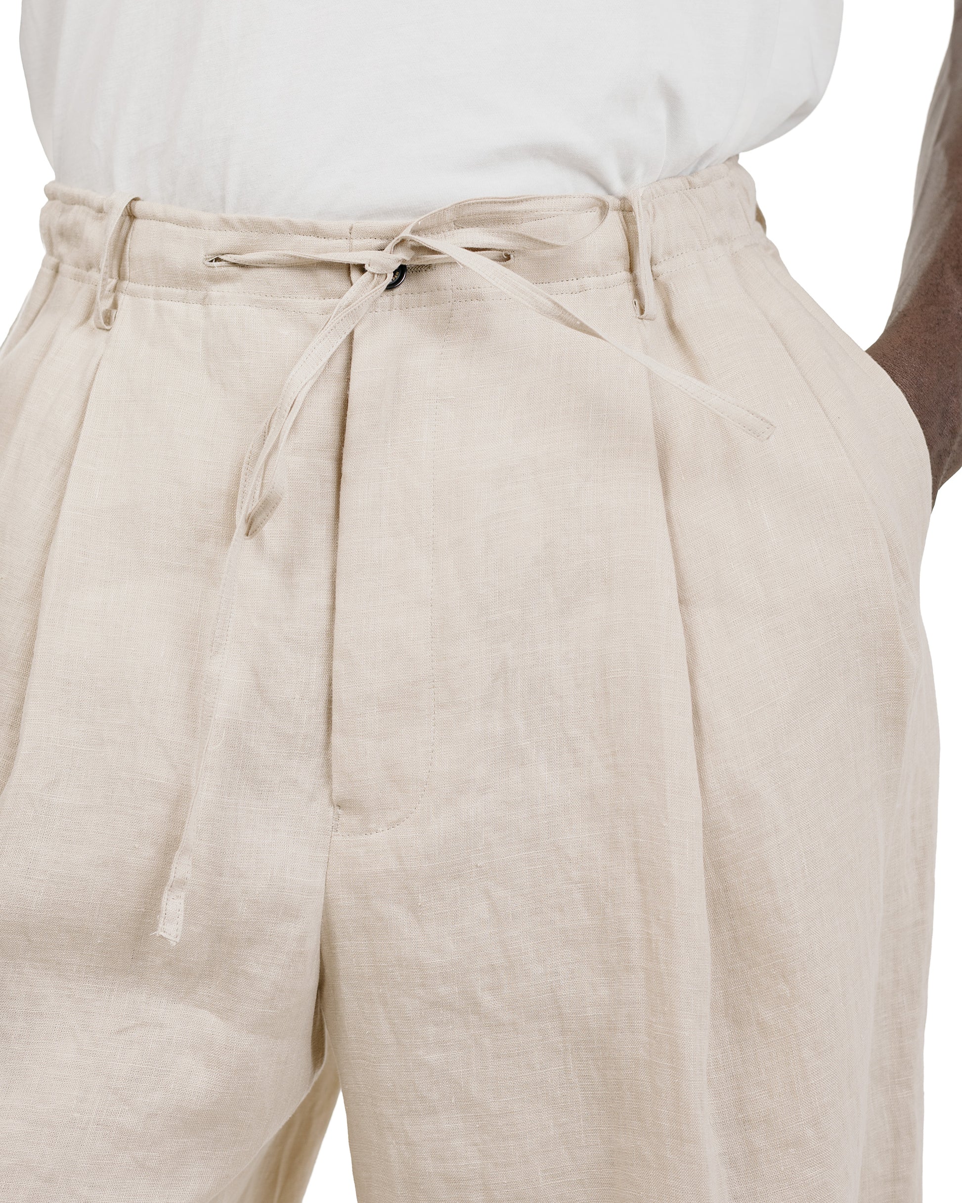 MARKAWARE Double Pleated Easy Trousers Hemp Shirting Taupe