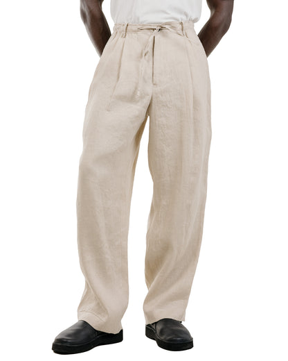MARKAWARE Double Pleated Easy Trousers Hemp Shirting Taupe