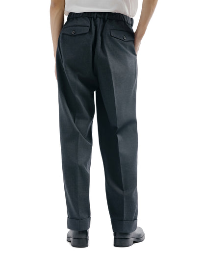 MARKAWARE Double Pleated Semi Easy Trousers Organic Wool Survival Cloth Charcoal