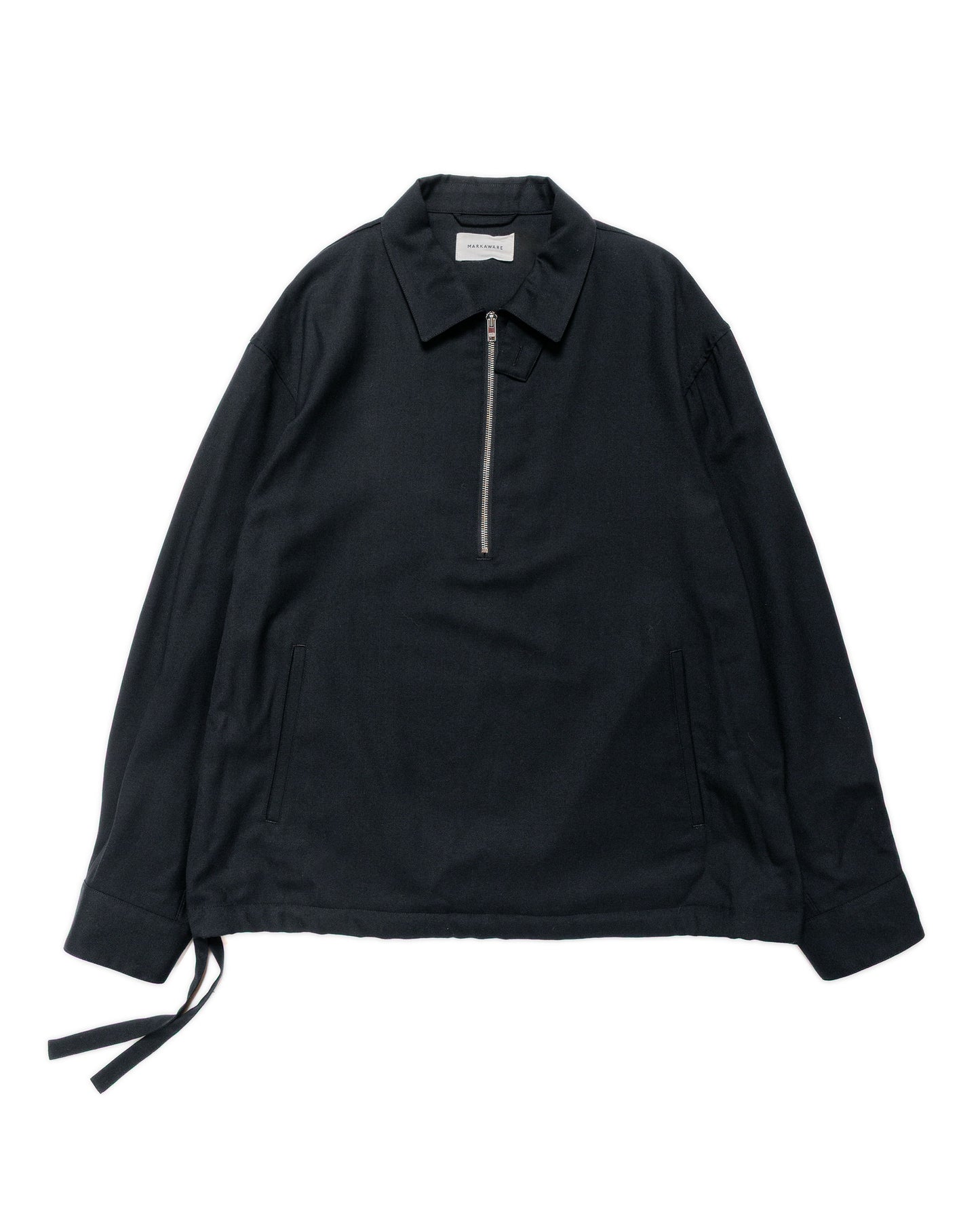 lost & found MARKAWARE MARKAWARE Half Zip Service Jacket 2/80 Organic Wool Viyella Black