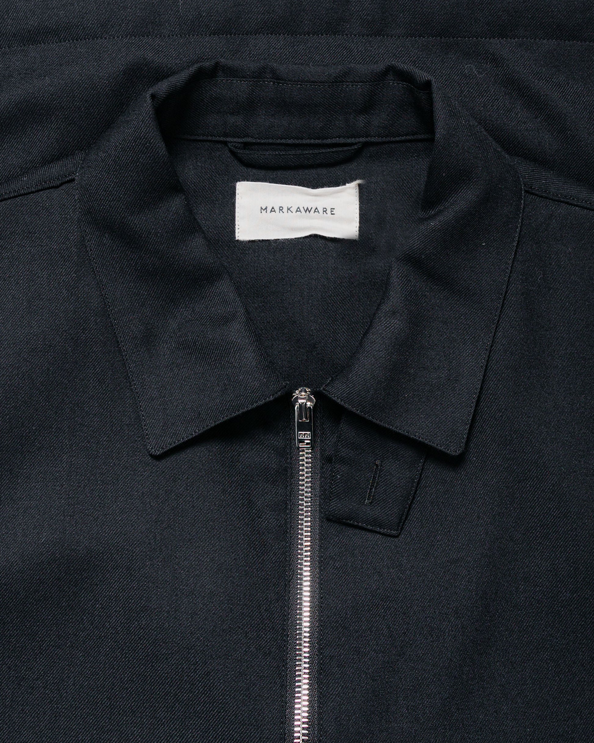 lost & found MARKAWARE MARKAWARE Half Zip Service Jacket 2/80 Organic Wool Viyella Black