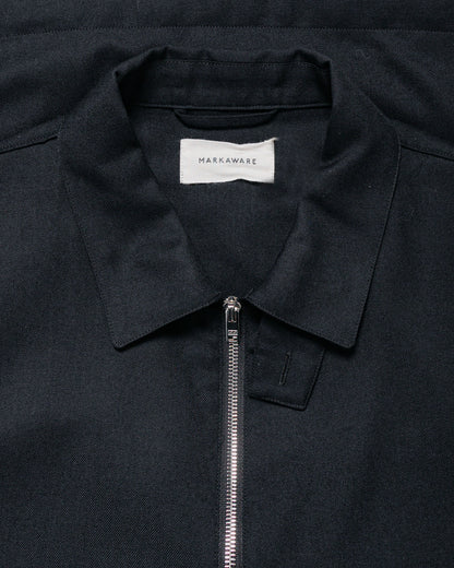 lost & found MARKAWARE MARKAWARE Half Zip Service Jacket 2/80 Organic Wool Viyella Black