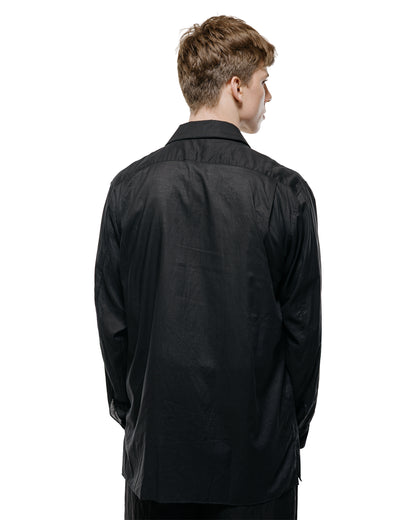 lost & found MARKAWARE MARKAWARE Italian Open Collar Shirt Organic Cotton 90/1 Lawn Black