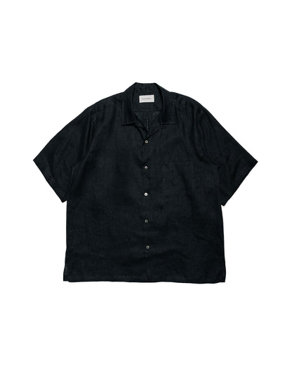 MARKAWARE New Open Collar S/S Shirt Hemp Shirting Black