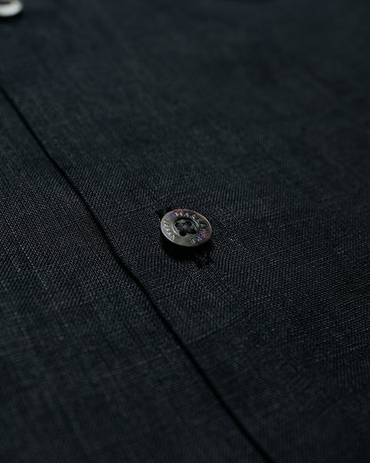 MARKAWARE New Open Collar S/S Shirt Hemp Shirting Black