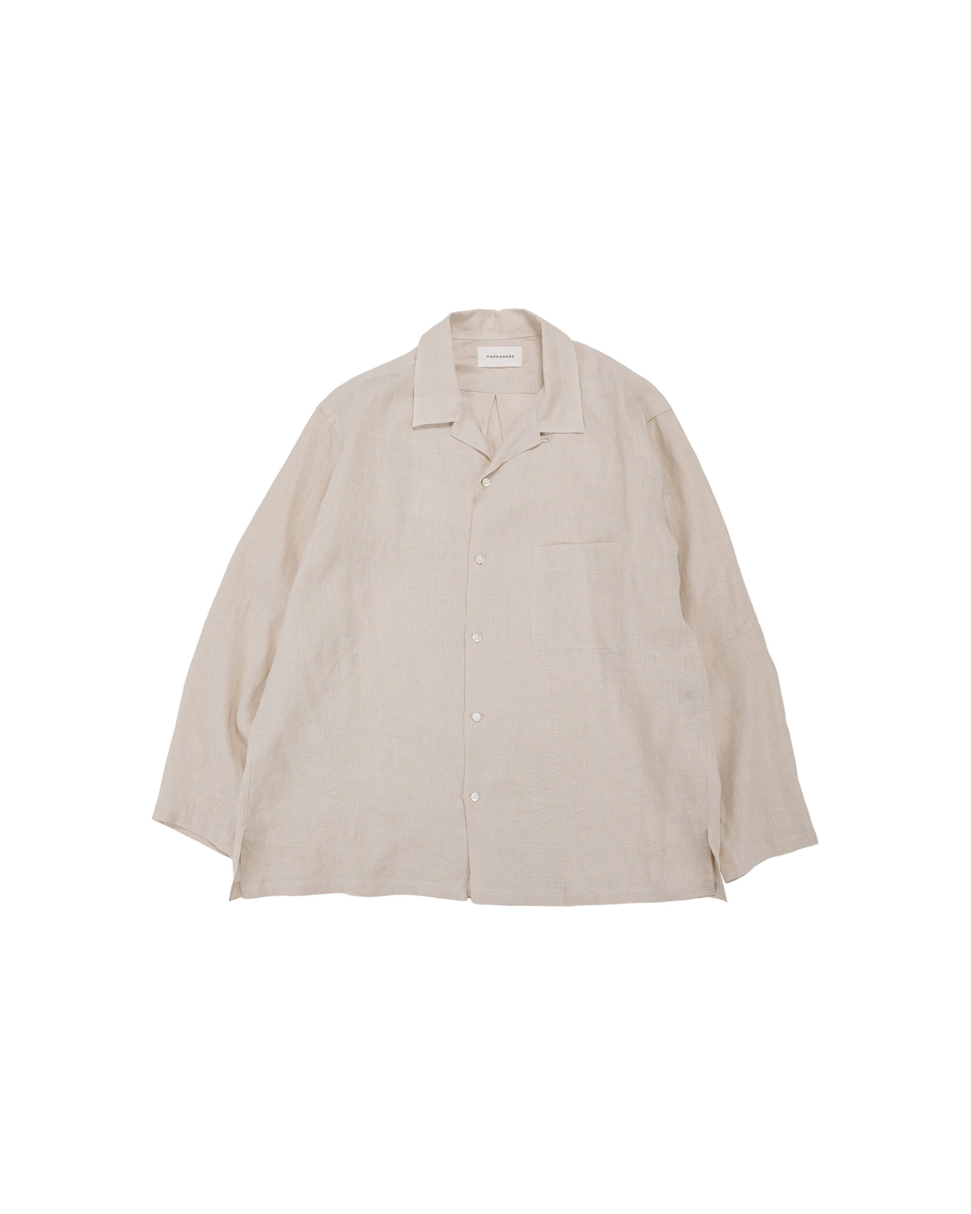 lost & found MARKAWARE MARKAWARE Open Collar Shirt Hemp Shirting Taupe