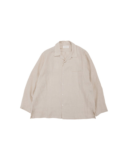 lost & found MARKAWARE MARKAWARE Open Collar Shirt Hemp Shirting Taupe
