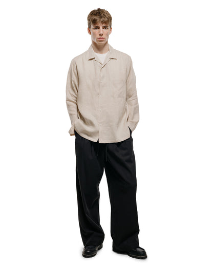lost & found MARKAWARE MARKAWARE Open Collar Shirt Hemp Shirting Taupe