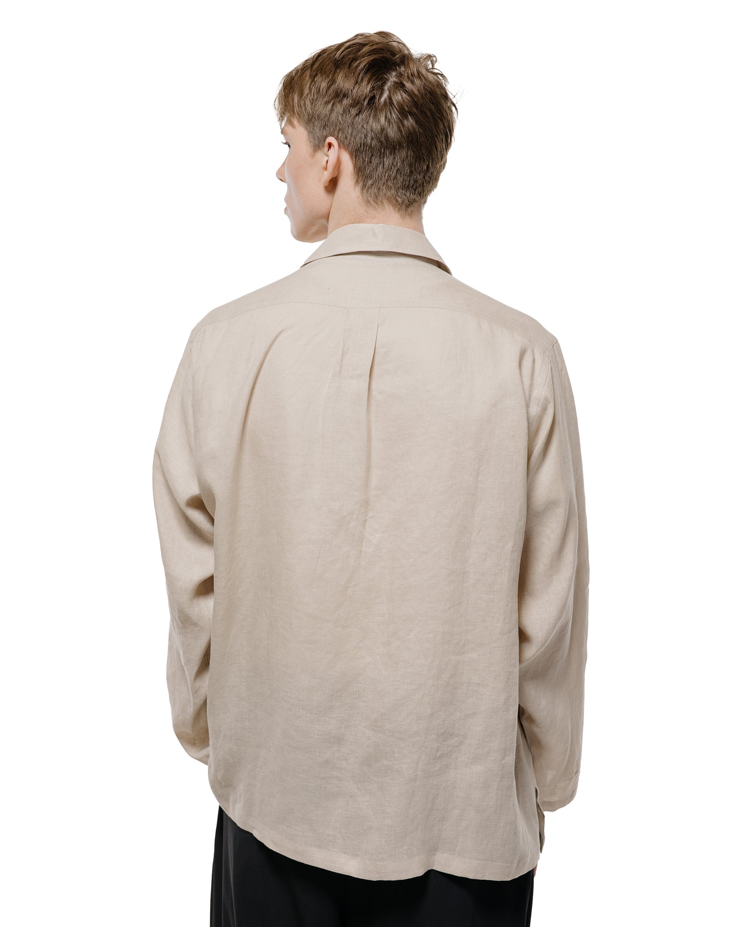 lost & found MARKAWARE MARKAWARE Open Collar Shirt Hemp Shirting Taupe