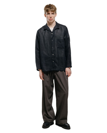 lost & found MARKAWARE MARKAWARE Open Collar Shirt Hemp Shirting Black