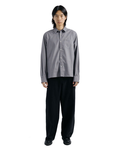 MARKAWARE Square Shirt Super 160s Shrink-Resistant Wool Oxford Brown Check