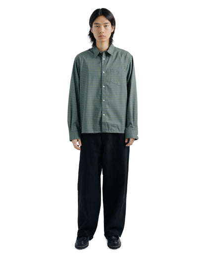 MARKAWARE Square Shirt Super 160s Shrink-Resistant Wool Oxford Green Check