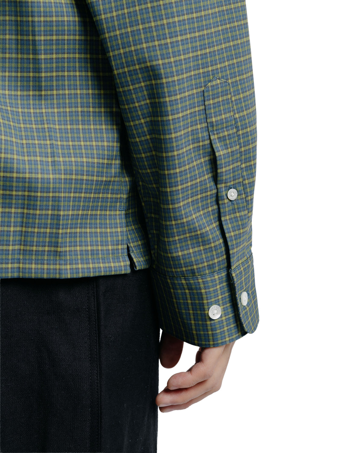 MARKAWARE Square Shirt Super 160s Shrink-Resistant Wool Oxford Green Check