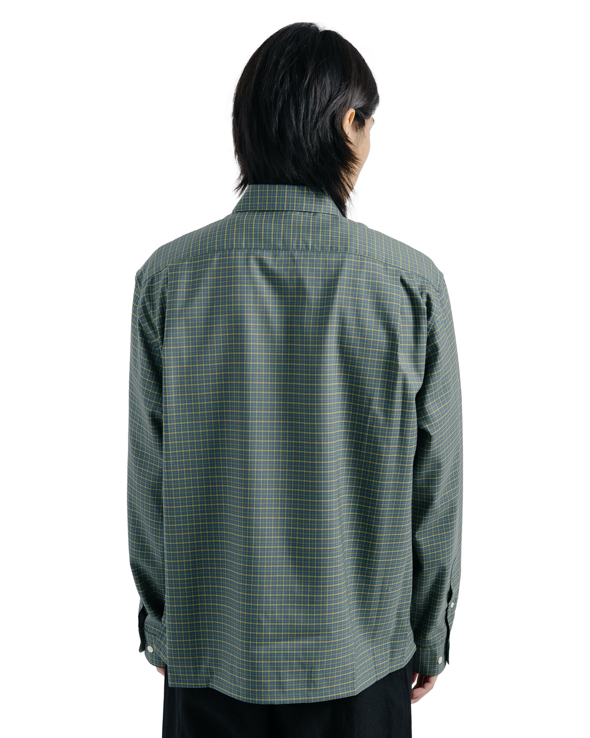 MARKAWARE Square Shirt Super 160s Shrink-Resistant Wool Oxford Green Check