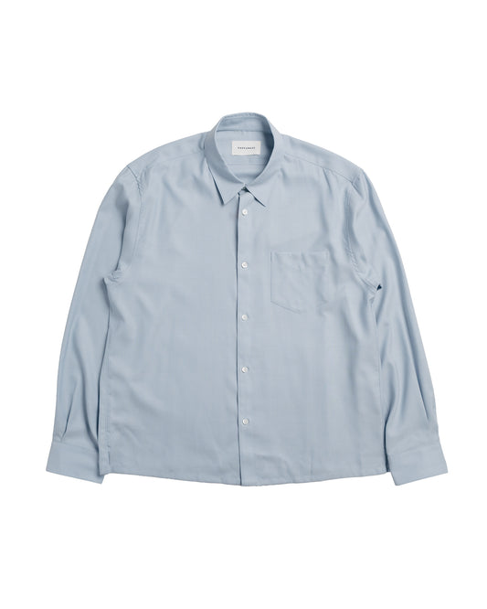 MARKAWARE Square Shirt Super 160s Shrink-Resistant Wool Oxford Saxe