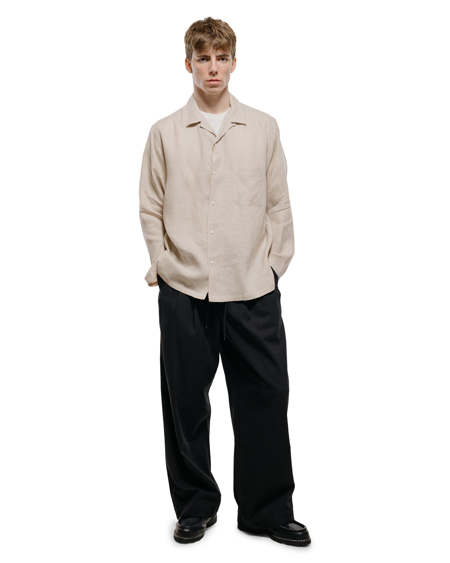 lost & found MARKAWARE MARKAWARE Triple Pleated Easy Trousers Organic Cotton Voile Yarn Twill Black
