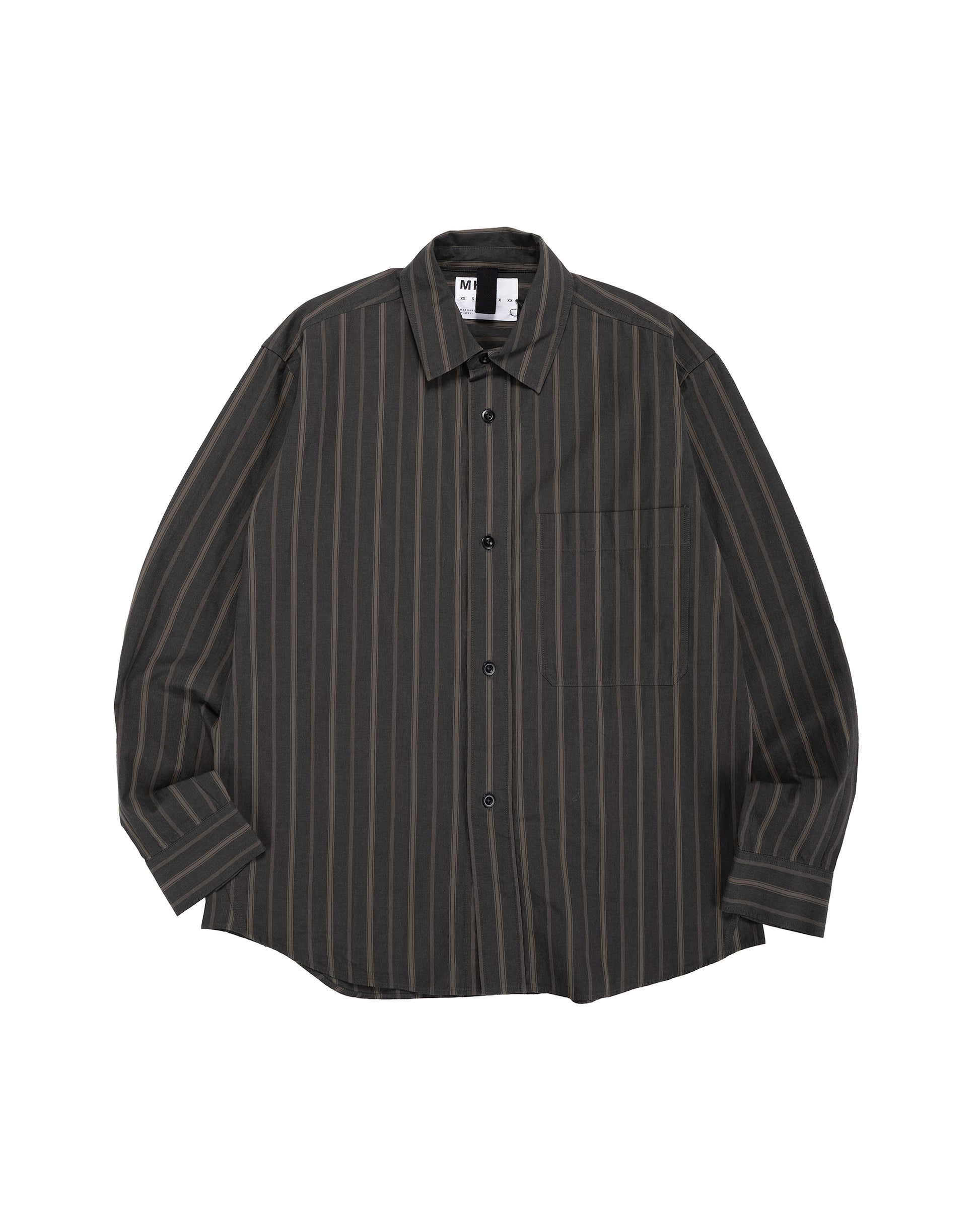 lost & found Margaret Howell MHL Basic Shirt Bold Stripe Cotton Off Black/Khaki