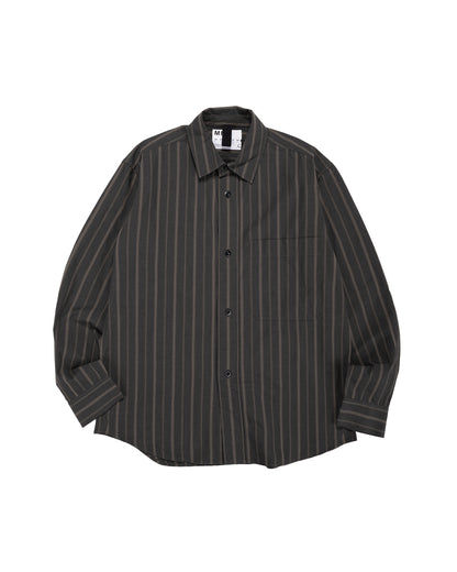 lost & found Margaret Howell MHL Basic Shirt Bold Stripe Cotton Off Black/Khaki