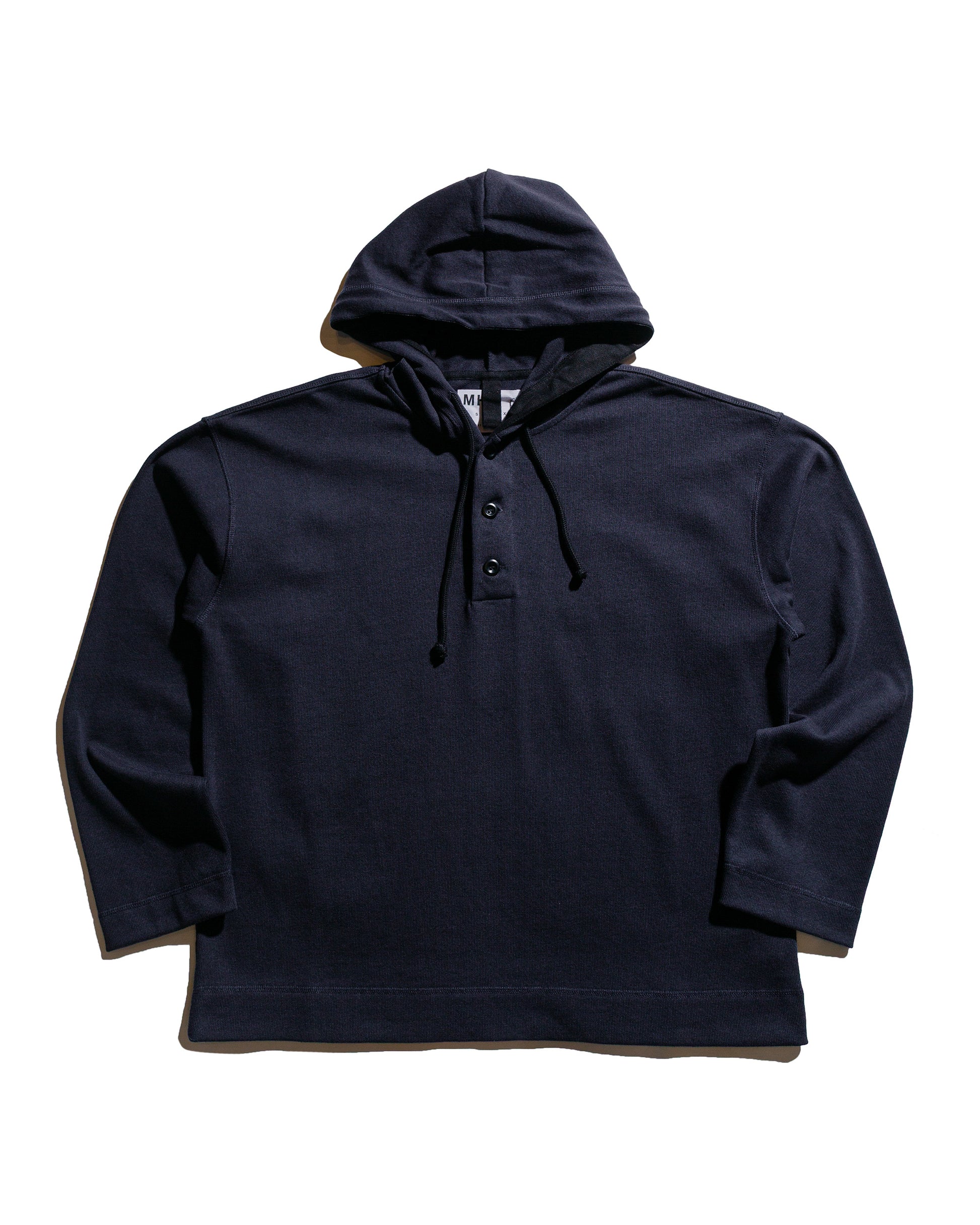 lost & found Margaret Howell MHL Button Hoodie Open End Jersey Ink