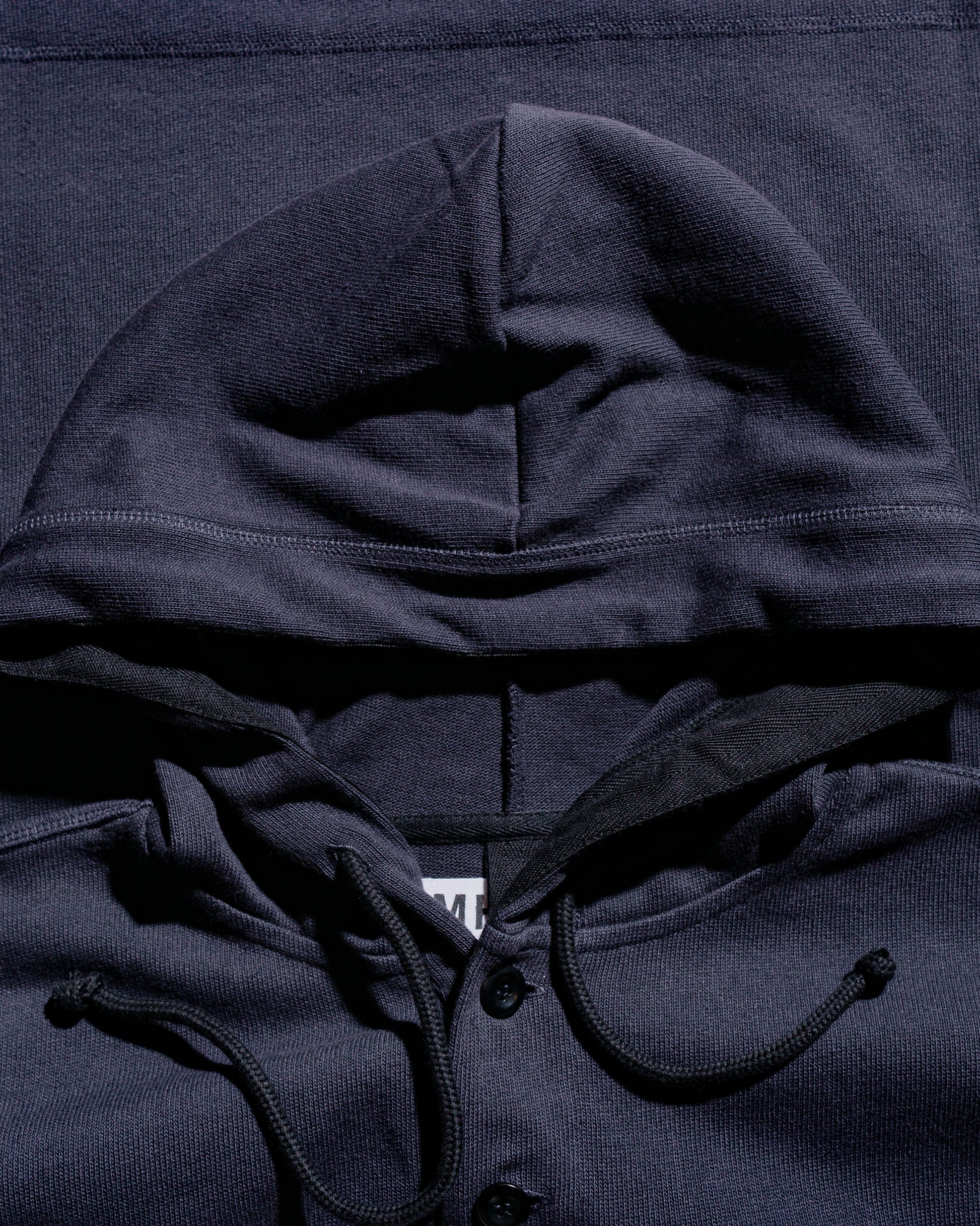 lost & found Margaret Howell MHL Button Hoodie Open End Jersey Ink