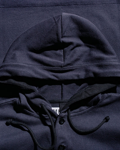lost & found Margaret Howell MHL Button Hoodie Open End Jersey Ink