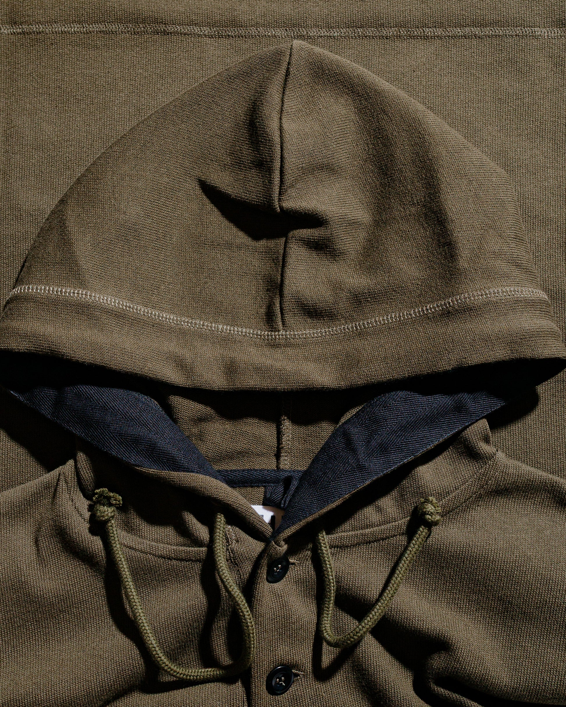 lost & found Margaret Howell MHL Button Hoodie Open End Jersey Seaweed