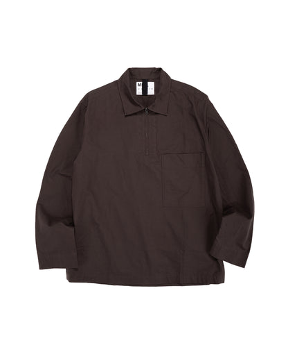 lost & found Margaret Howell MHL Long Sleeve Half Zip Shirt Cotton Canvas Shirting Earth