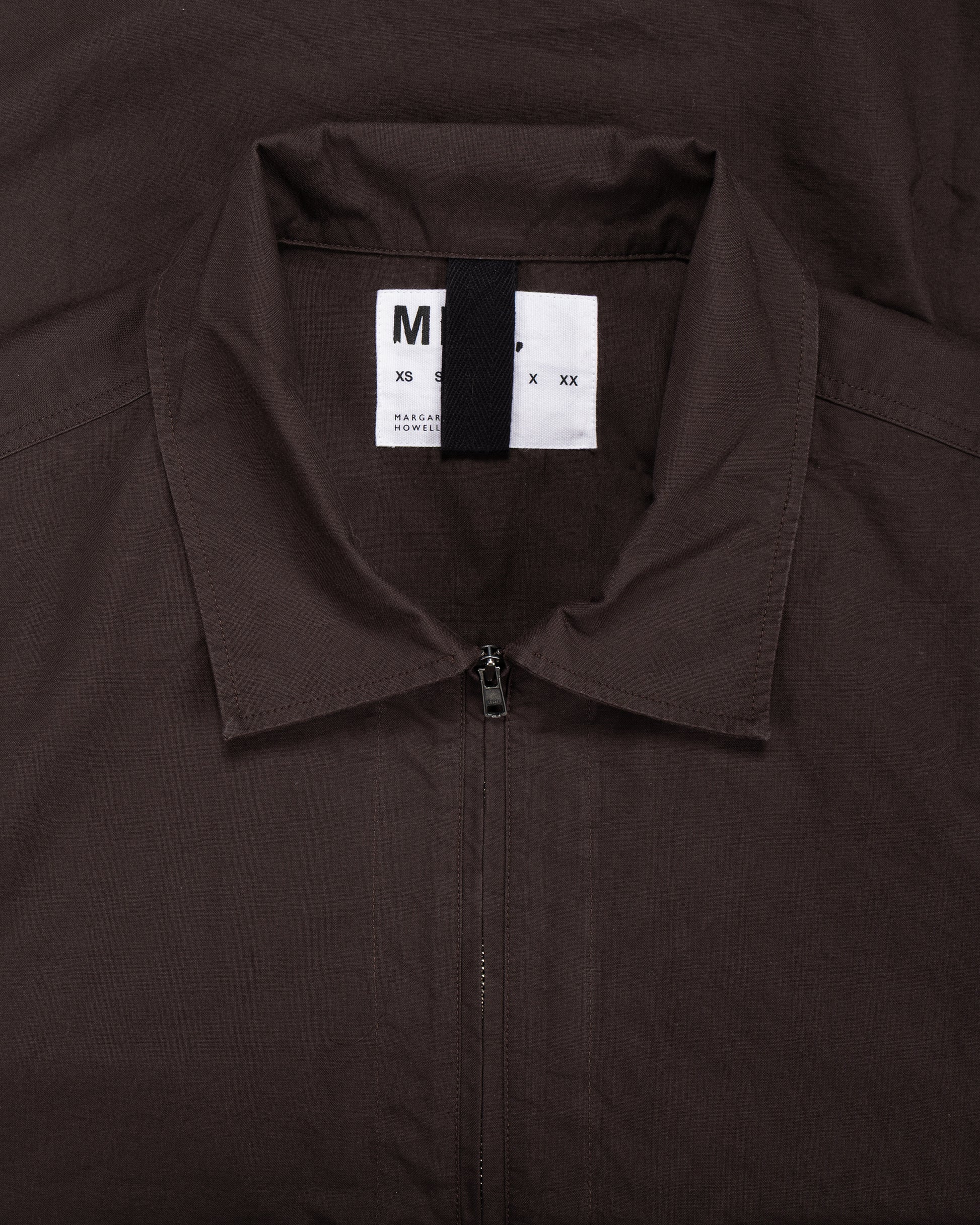 lost & found Margaret Howell MHL Long Sleeve Half Zip Shirt Cotton Canvas Shirting Earth