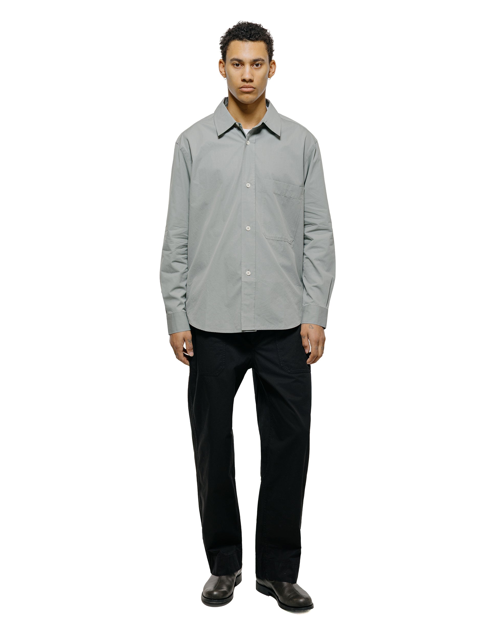 lost & found Margaret Howell MHL Patch Pocket Utility Trousers Matte Cotton Twill Black