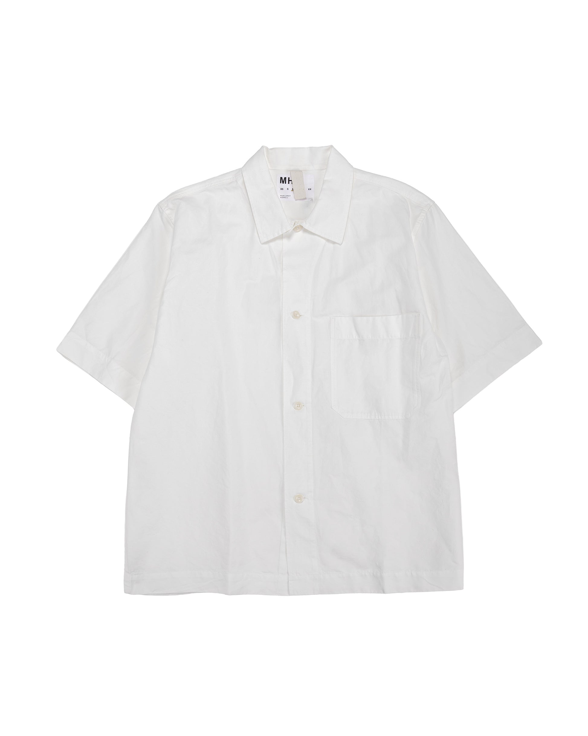 lost & found Margaret Howell MHL S/S PJ Shirt Cotton Linen Poplin Chalk