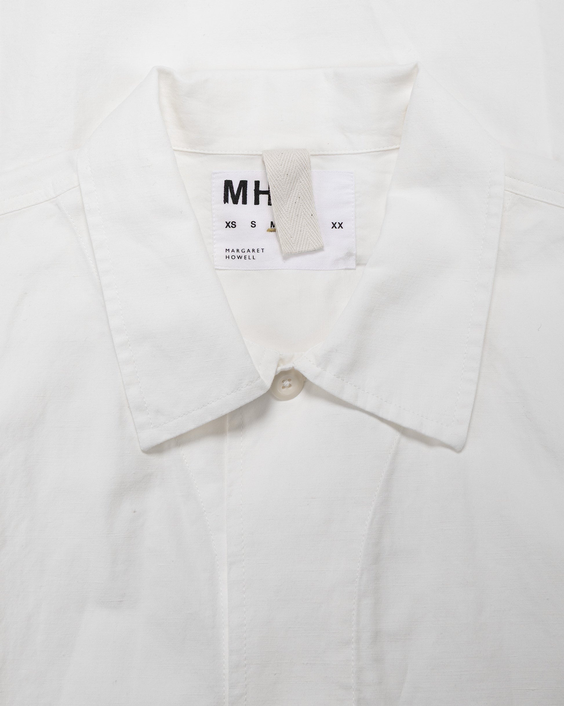 lost & found Margaret Howell MHL S/S PJ Shirt Cotton Linen Poplin Chalk