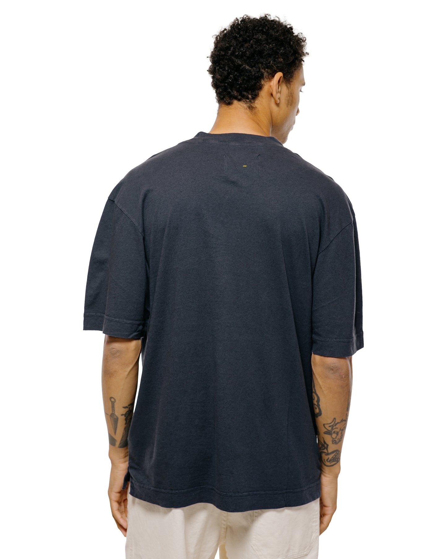 lost & found Margaret Howell MHL Simple T-Shirt Organic Cotton Linen Jersey Navy