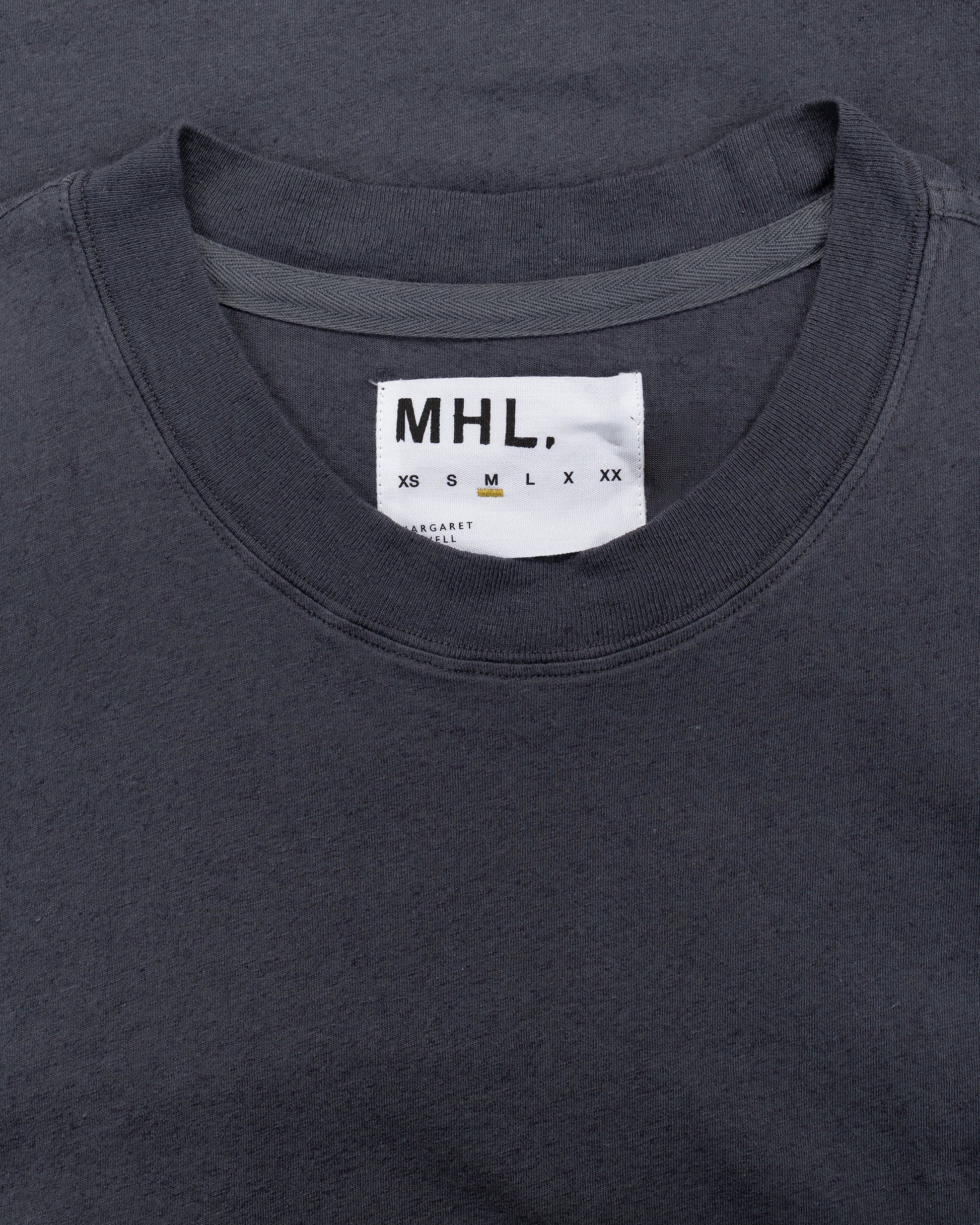 lost & found Margaret Howell MHL Simple T-Shirt Organic Cotton Linen Jersey Slate Blue