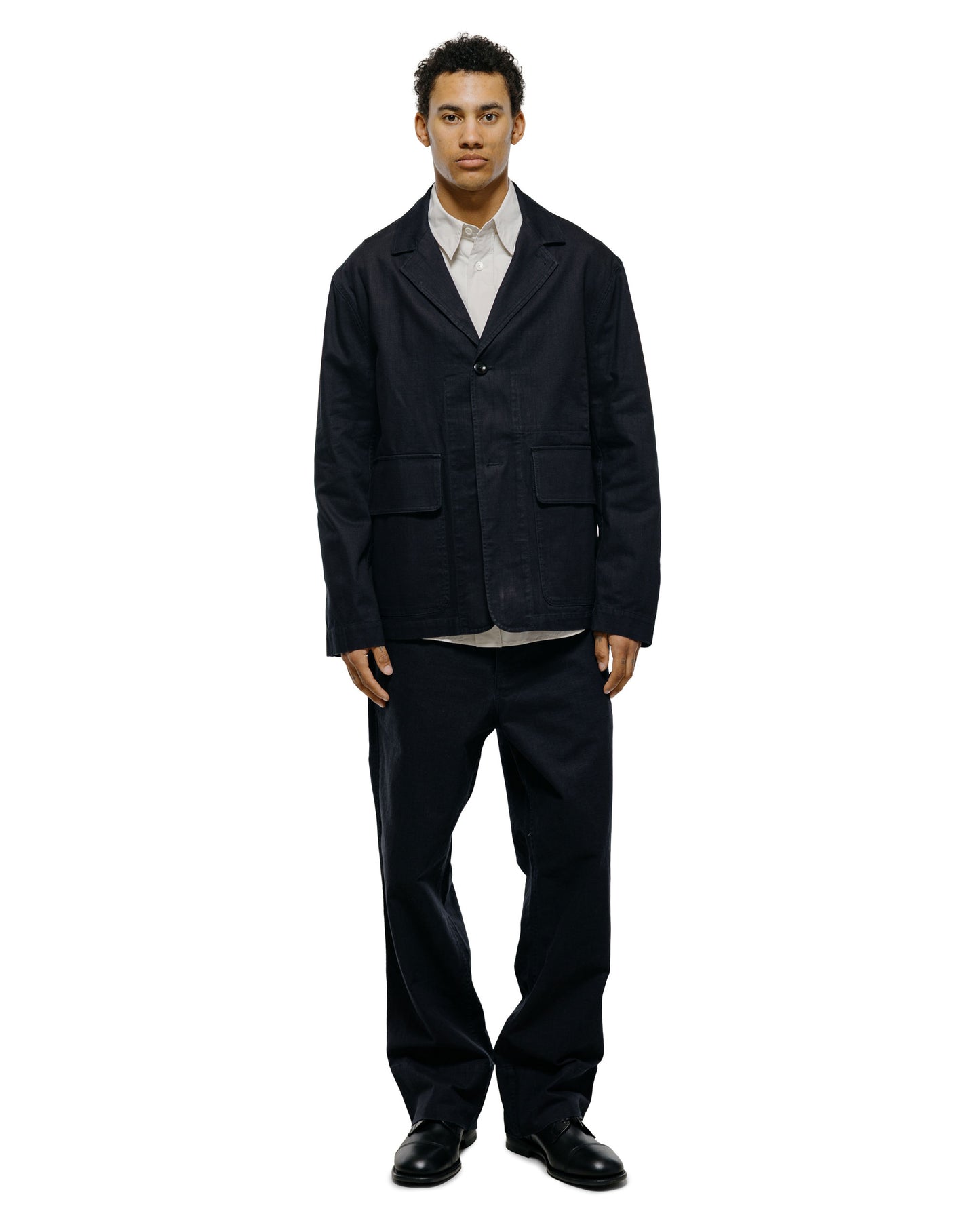 lost & found Margaret Howell MHL Flap Pocket Blazer Indigo Twill Indigo