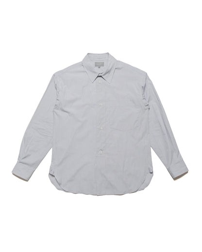 lost & found Margaret Howell Margaret Howell Half Placket Shirt Fine Stripe Cotton Poplin Grey/White