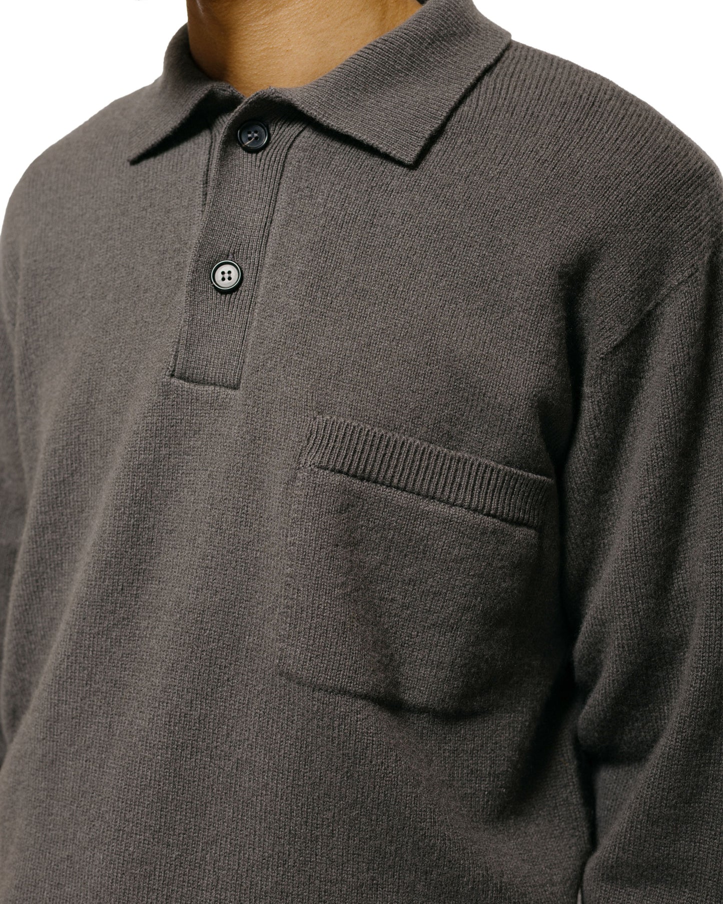 lost & found Margaret Howell Margaret Howell Seamless Pocket Polo Shirt Merino Cashmere Graphite