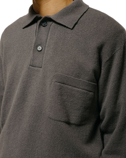 lost & found Margaret Howell Margaret Howell Seamless Pocket Polo Shirt Merino Cashmere Graphite
