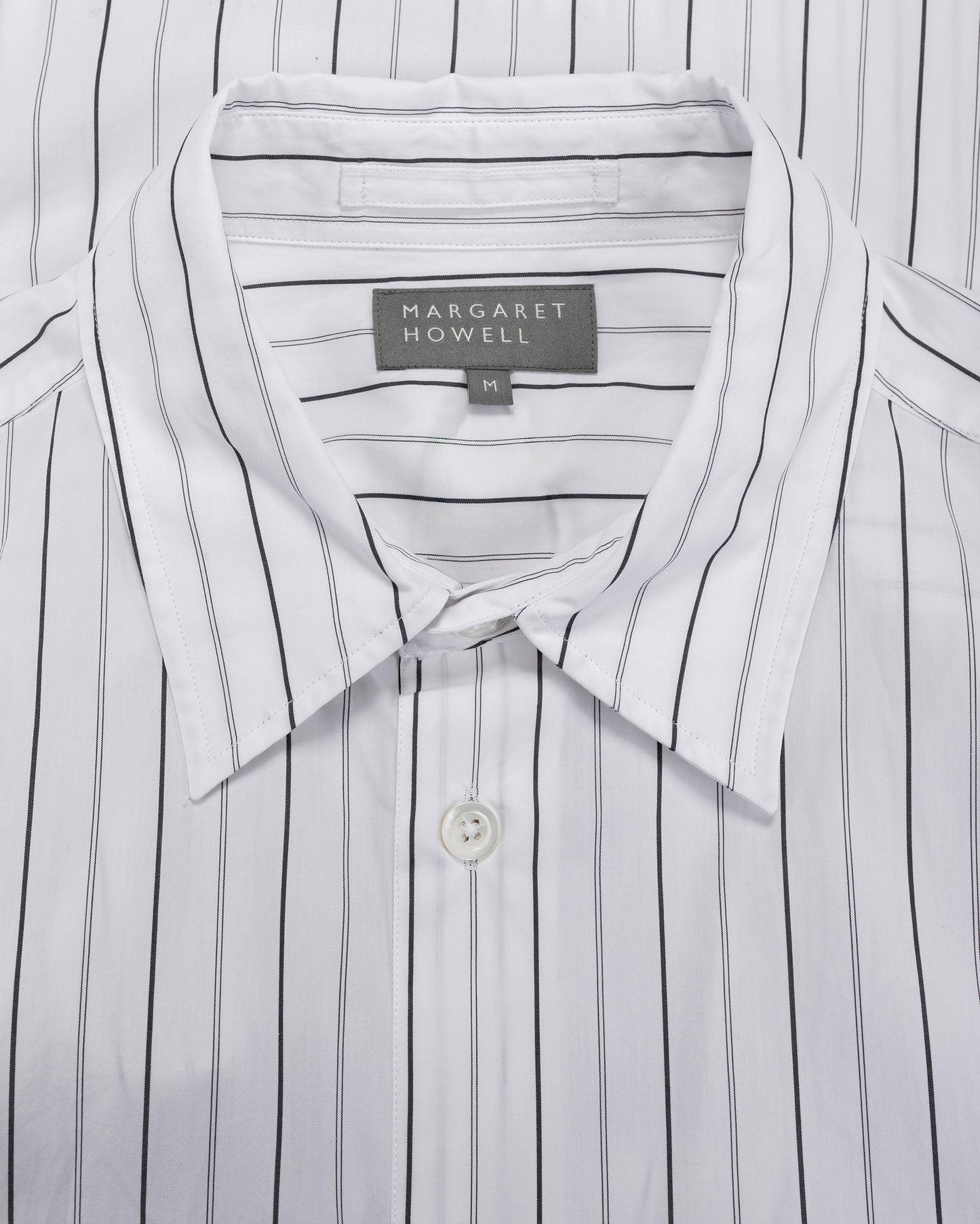 lost & found Margaret Howell Margaret Howell Basic Shirt Wide Graphic Stripe Cotton White/Charcoal