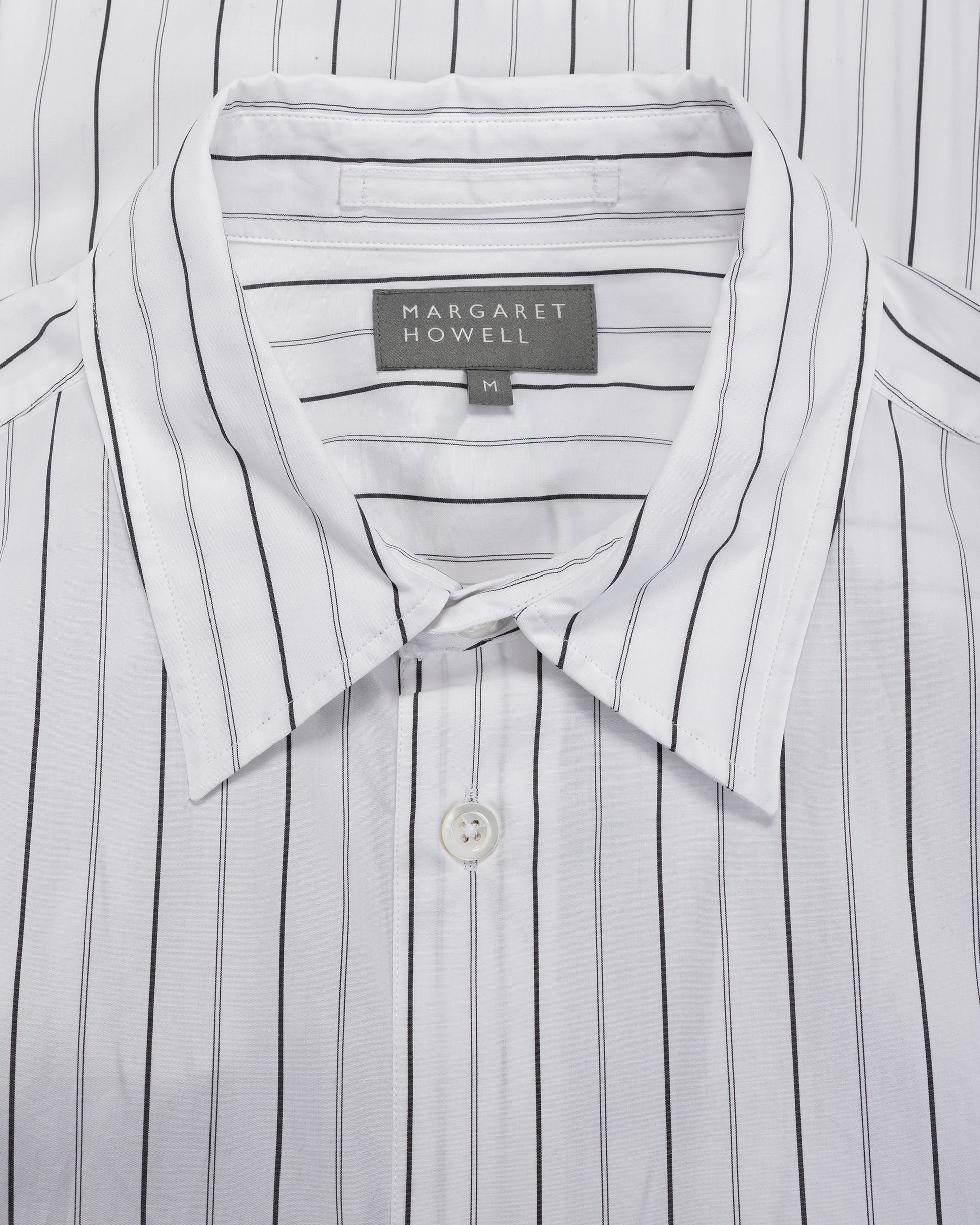 lost & found Margaret Howell Margaret Howell Basic Shirt Wide Graphic Stripe Cotton White/Charcoal