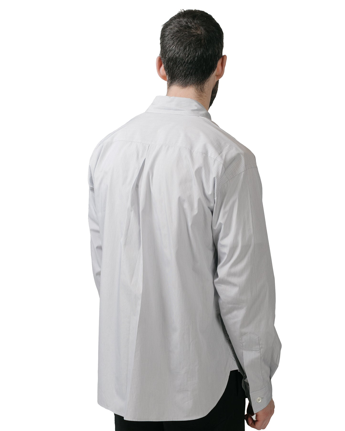 lost & found Margaret Howell Margaret Howell Half Placket Shirt Fine Stripe Cotton Poplin Grey/White