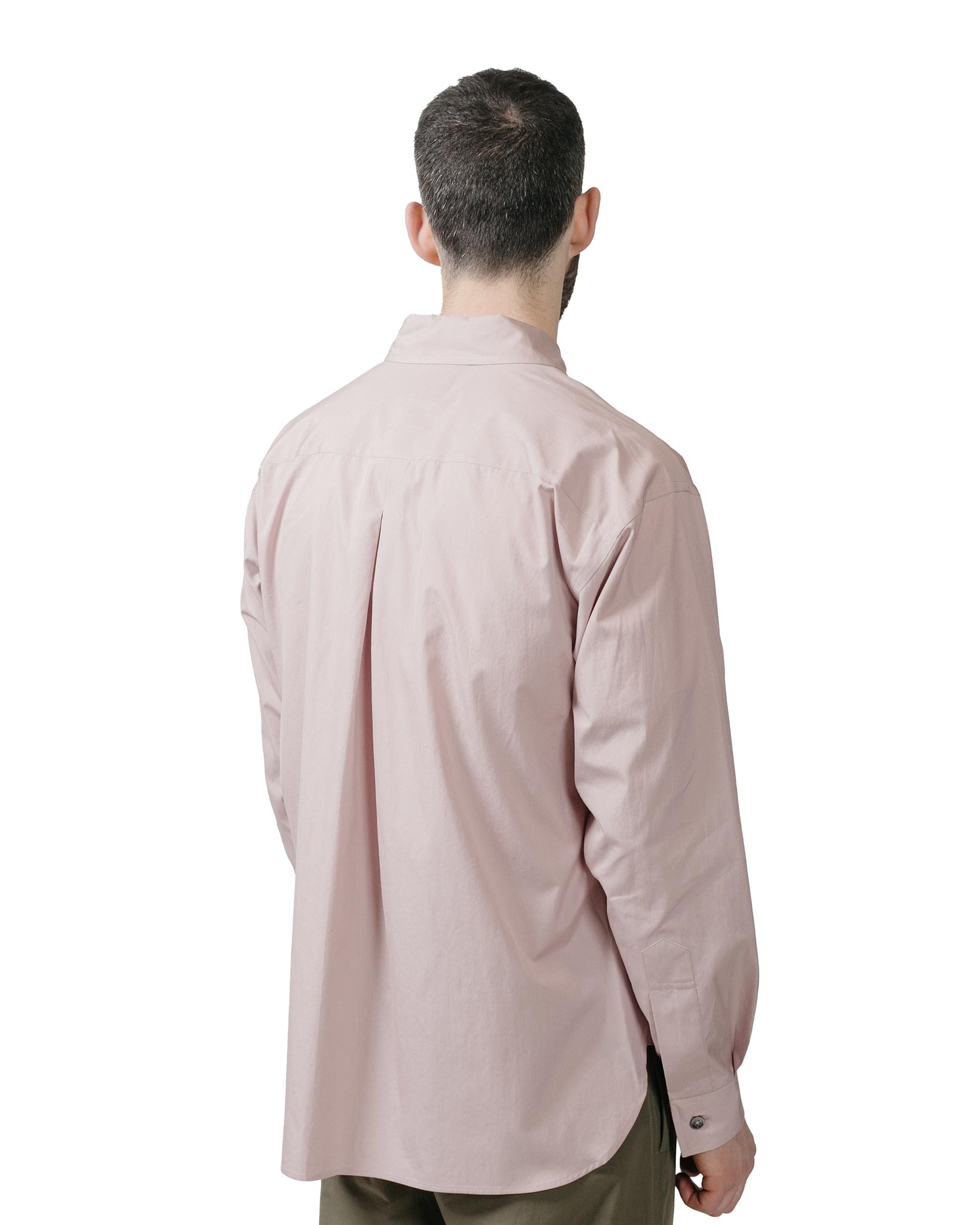 Margaret Howell Half Placket Shirt Paper Cotton Poplin Dusty Pink model back