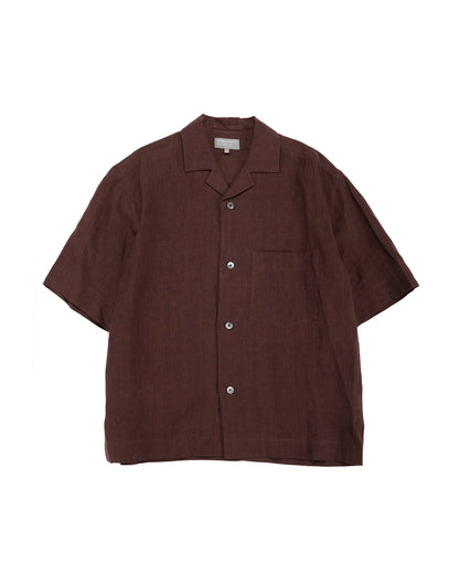 lost & found Margaret Howell Margaret Howell Revere Collar Shirt Soft Linen Poplin Mahogony