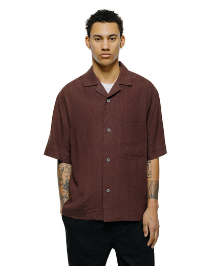 lost & found Margaret Howell Margaret Howell Revere Collar Shirt Soft Linen Poplin Mahogony
