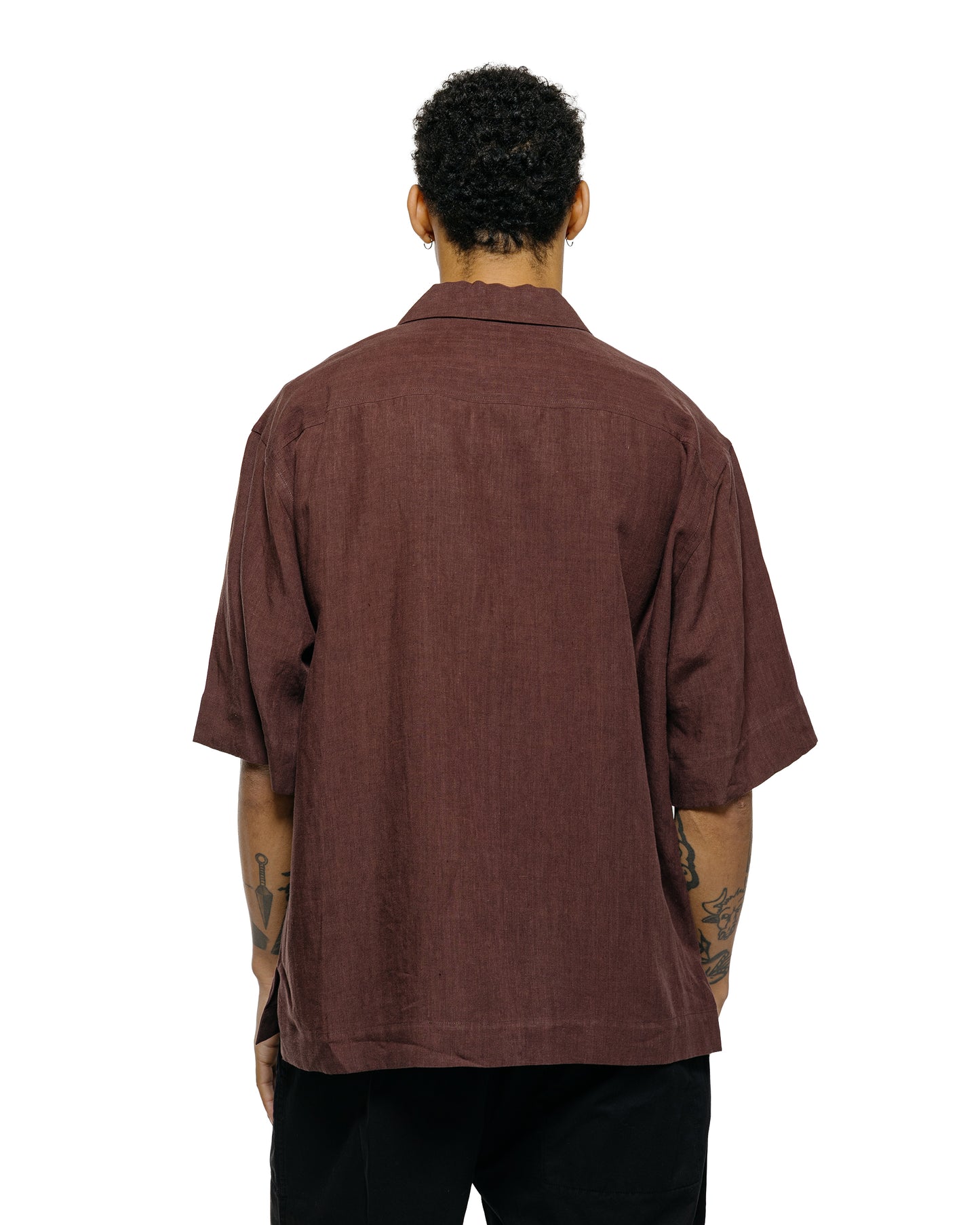 lost & found Margaret Howell Margaret Howell Revere Collar Shirt Soft Linen Poplin Mahogony